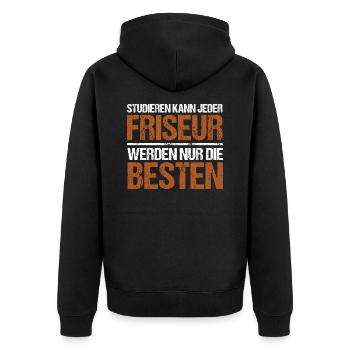 Tout le monde peut étudier - Édition Coiffeur - Veste à capuche bio Premium Unisexe - noir - Dos - Nico (187cm)