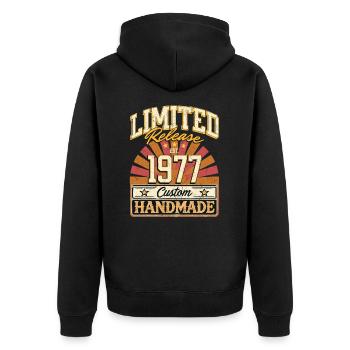 Limited 1977 Lustige Sprüche Geschenk Geburtstag - Unisex Premium Bio Zip Hoodie - Schwarz - Hinten - Nico (187cm)