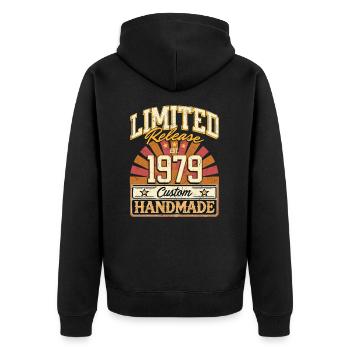 Limité 1979 drôle dictons cadeau anniversaire - Veste à capuche bio Premium Unisexe - noir - Dos - Nico (187cm)