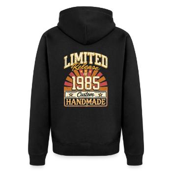 Limited 1985 Lustige Sprüche Geschenk Geburtstag - Unisex Premium Bio Zip Hoodie - Schwarz - Hinten - Nico (187cm)