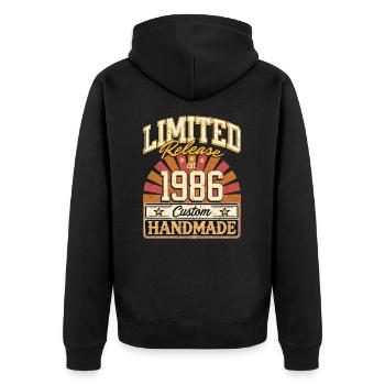 Limité 1986 drôle dictons cadeau anniversaire - Veste à capuche bio Premium Unisexe - noir - Dos - Nico (187cm)