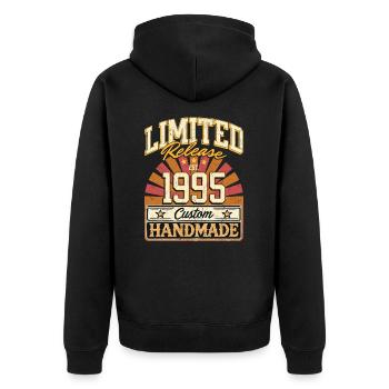 Limité 1995 drôle dictons cadeau anniversaire - Veste à capuche bio Premium Unisexe - noir - Dos - Nico (187cm)