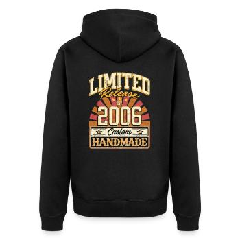 Limité 2006 drôle dictons cadeau anniversaire - Veste à capuche bio Premium Unisexe - noir - Dos - Nico (187cm)