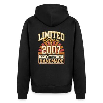Limité 2007 Dictons drôles cadeau anniversaire - Veste à capuche bio Premium Unisexe - noir - Dos - Nico (187cm)