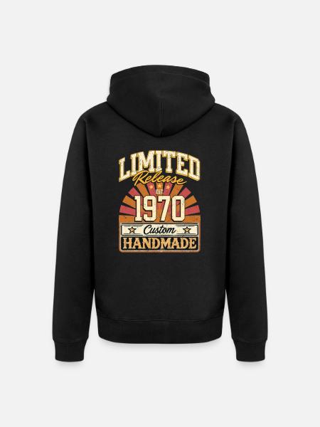 Rajoitettu 1970 -luvun hauskoja sanontoja lahja syntymäpäivä - Premium unisex luomu-huppari vetoketjulla - musta