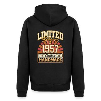 Limité 1957 drôle dictons cadeau anniversaire - Veste à capuche bio Premium Unisexe - noir - Dos - Nico (187cm)