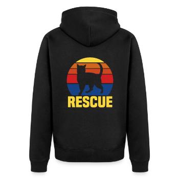 | d’adoption de chats | amoureux des chats Coucher de soleil rétro vintage - Veste à capuche bio Premium Unisexe - noir - Dos - Nico (187cm)