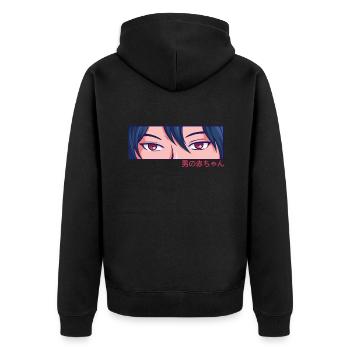 Anime Boy Eyes Culture japonaise Kawaii Anime Boy - Veste à capuche bio Premium Unisexe - noir - Dos - Nico (187cm)