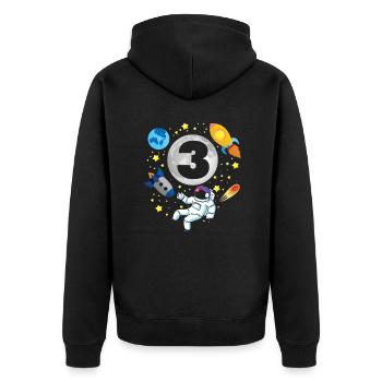 Astronaut | Space | 3th Bday | 3 Years Old Bday - Unisex Premium Organic Zip Hoodie - black - Back - Nico (187cm)