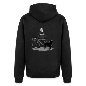 Draw Bike & Dog - Unisex Premium Bio Zip Hoodie - Schwarz - Hinten - Nico (187cm)