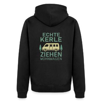 Echte Kerle Ziehen Wohnwagen - Unisex Premium Bio Zip Hoodie - Schwarz - Hinten - Nico (187cm)