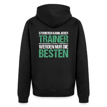 Anyone can study - Trainer Edition - Unisex Premium Organic Zip Hoodie - black - Back - Nico (187cm)