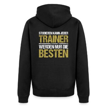 Anyone can study - Trainer Edition - Unisex Premium Organic Zip Hoodie - black - Back - Nico (187cm)