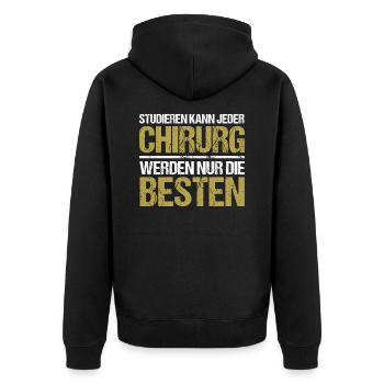 Studieren kann jeder - Chirurg Edition - Unisex Premium Bio Zip Hoodie - Schwarz - Hinten - Nico (187cm)