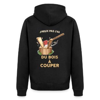 Je peux pas j'ai du bois à couper. - Veste à capuche bio Premium Unisexe - noir - Dos - Nico (187cm)