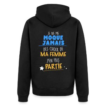 Humour mari - Veste à capuche bio Premium Unisexe - noir - Dos - Nico (187cm)