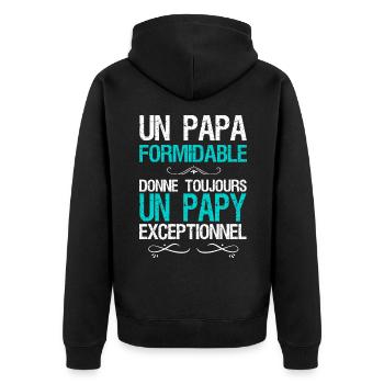 Papa Papy Citation Annonce Naissance Bébé - Veste à capuche bio Premium Unisexe - noir - Dos - Nico (187cm)