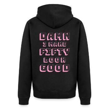 50th birthday - Unisex Premium Organic Zip Hoodie - black - Back - Nico (187cm)