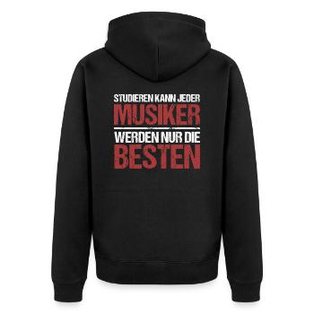 Studieren kann jeder; Musiker sind die Besten - Unisex Premium Bio Zip Hoodie - Schwarz - Hinten - Nico (187cm)
