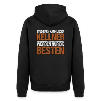 Studieren kann jeder - Kellner Edition - Unisex Premium Bio Zip Hoodie - Schwarz - Hinten - Nico (187cm)