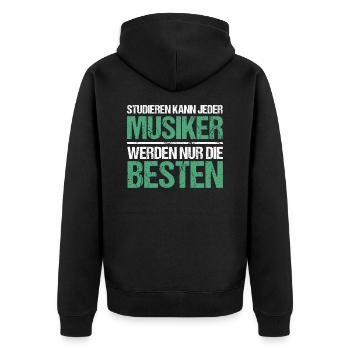 Anyone can study - Musician Edition - Unisex Premium Organic Zip Hoodie - black - Back - Nico (187cm)