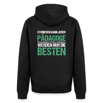Tout le monde peut étudier - Édition Pädagoge - Veste à capuche bio Premium Unisexe - noir - Dos - Nico (187cm)