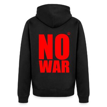 No war - Unisex Premium Organic Zip Hoodie - black - Back - Nico (187cm)