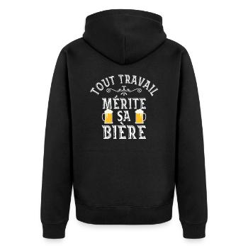 Tout travail mérite sa bière humour biere apero - Veste à capuche bio Premium Unisexe - noir - Dos - Nico (187cm)