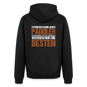 Anyone can study - Paddler Edition - Unisex Premium Organic Zip Hoodie - black - Back - Nico (187cm)