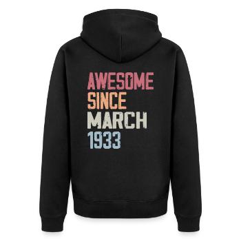 1933 Mars Naissance Anniversaire Mars 1933 Cadeau - Veste à capuche bio Premium Unisexe - noir - Dos - Nico (187cm)