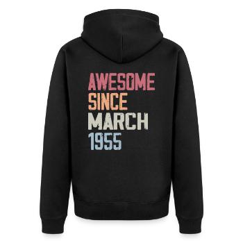1955 March Birth Birthday March 1955 Gift - Unisex Premium Organic Zip Hoodie - black - Back - Nico (187cm)