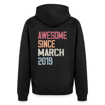 2019 March Birth Birthday March 2019 Gift - Unisex Premium Organic Zip Hoodie - black - Back - Nico (187cm)