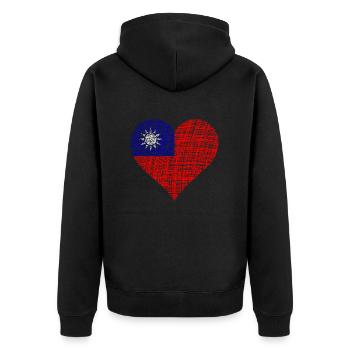Taiwan - Unisex Premium Bio Zip Hoodie - Schwarz - Hinten - Nico (187cm)