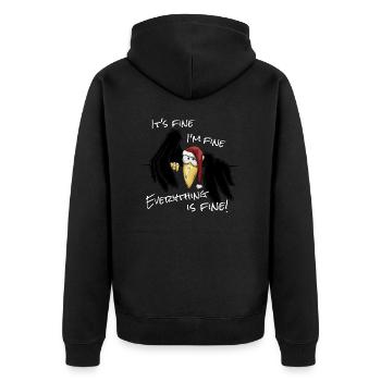 I am Fine Alles Gut xMas Krähe Weihnachts-Rabe - Unisex Premium Bio Zip Hoodie - Schwarz - Hinten - Nico (187cm)