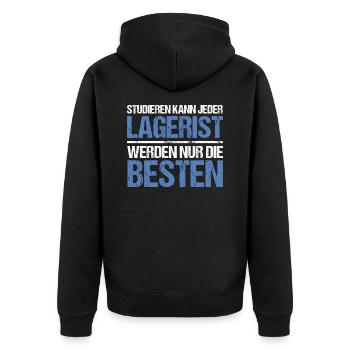 Anyone can study - Lagerist Edition - Unisex Premium Organic Zip Hoodie - black - Back - Nico (187cm)