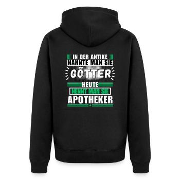 Götter in der Antike. Heute Apotheker - Unisex Premium Bio Zip Hoodie - Schwarz - Hinten - Nico (187cm)