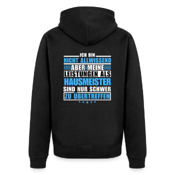 Unübertroffene Leistung als Hausmeister - Unisex Premium Bio Zip Hoodie - Schwarz - Hinten - Nico (187cm)