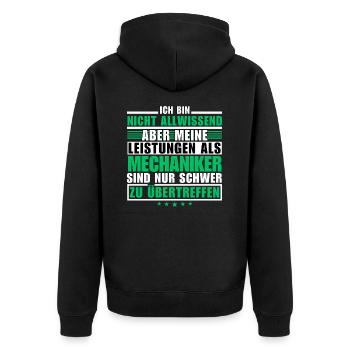 Unmatched performance as a mechanic - Unisex Premium Organic Zip Hoodie - black - Back - Nico (187cm)