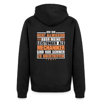 Unmatched performance as a mechanic - Unisex Premium Organic Zip Hoodie - black - Back - Nico (187cm)