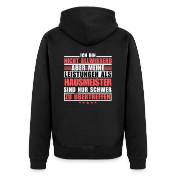 Unübertroffene Leistung als Hausmeister - Unisex Premium Bio Zip Hoodie - Schwarz - Hinten - Nico (187cm)