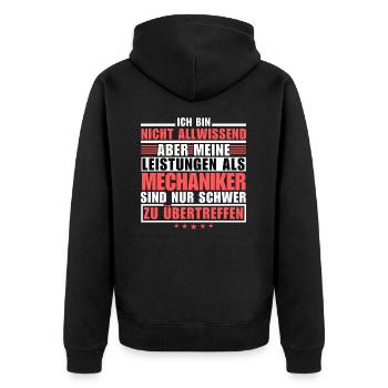 Unmatched performance as a mechanic - Unisex Premium Organic Zip Hoodie - black - Back - Nico (187cm)