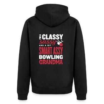 Classy Sassy Grandma Bowling - Unisex Premium Organic Zip Hoodie - black - Back - Nico (187cm)