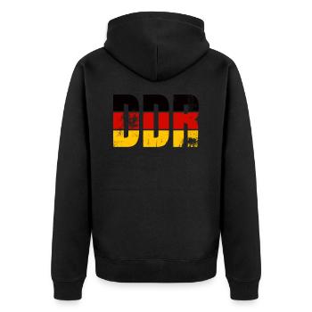 DDR rétro Allemagne - Veste à capuche bio Premium Unisexe - noir - Dos - Nico (187cm)