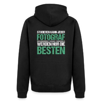 Anyone can study - Photographer Edition - Unisex Premium Organic Zip Hoodie - black - Back - Nico (187cm)