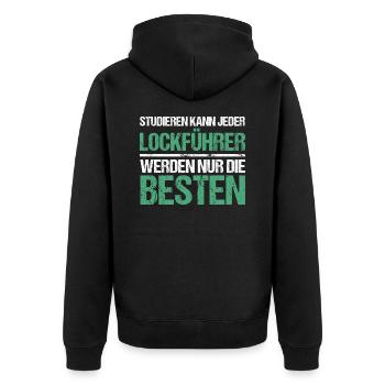 Anyone can study - Decoy Guide Edition - Unisex Premium Organic Zip Hoodie - black - Back - Nico (187cm)