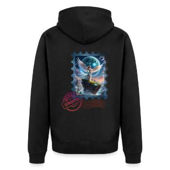 white Angel - Unisex Premium Bio Zip Hoodie - Schwarz - Hinten - Nico (187cm)
