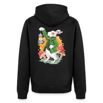 Lapin lapin avec lanterne, rêve de rêve de rêve - Veste à capuche bio Premium Unisexe - noir - Dos - Nico (187cm)