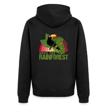 Idée de cadeau de la faune toucan forêt tropicale - Veste à capuche bio Premium Unisexe - noir - Dos - Nico (187cm)