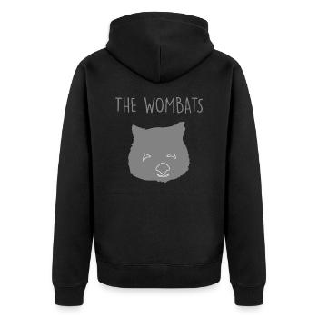 Der Wombat - Unisex Premium Bio Zip Hoodie - Schwarz - Hinten - Nico (187cm)