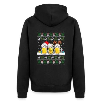 Ugly Christmas Sweater with Beer Ugly Christmas - Unisex Premium Organic Zip Hoodie - black - Back - Nico (187cm)